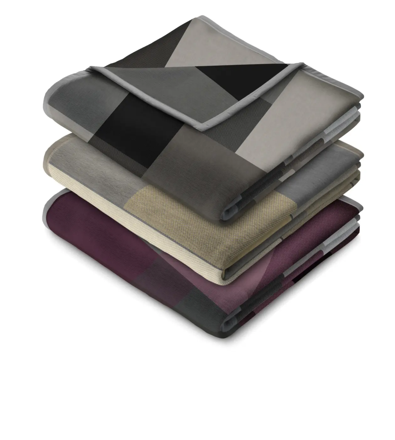 Decke Cotton Home hell/dunkelgrau