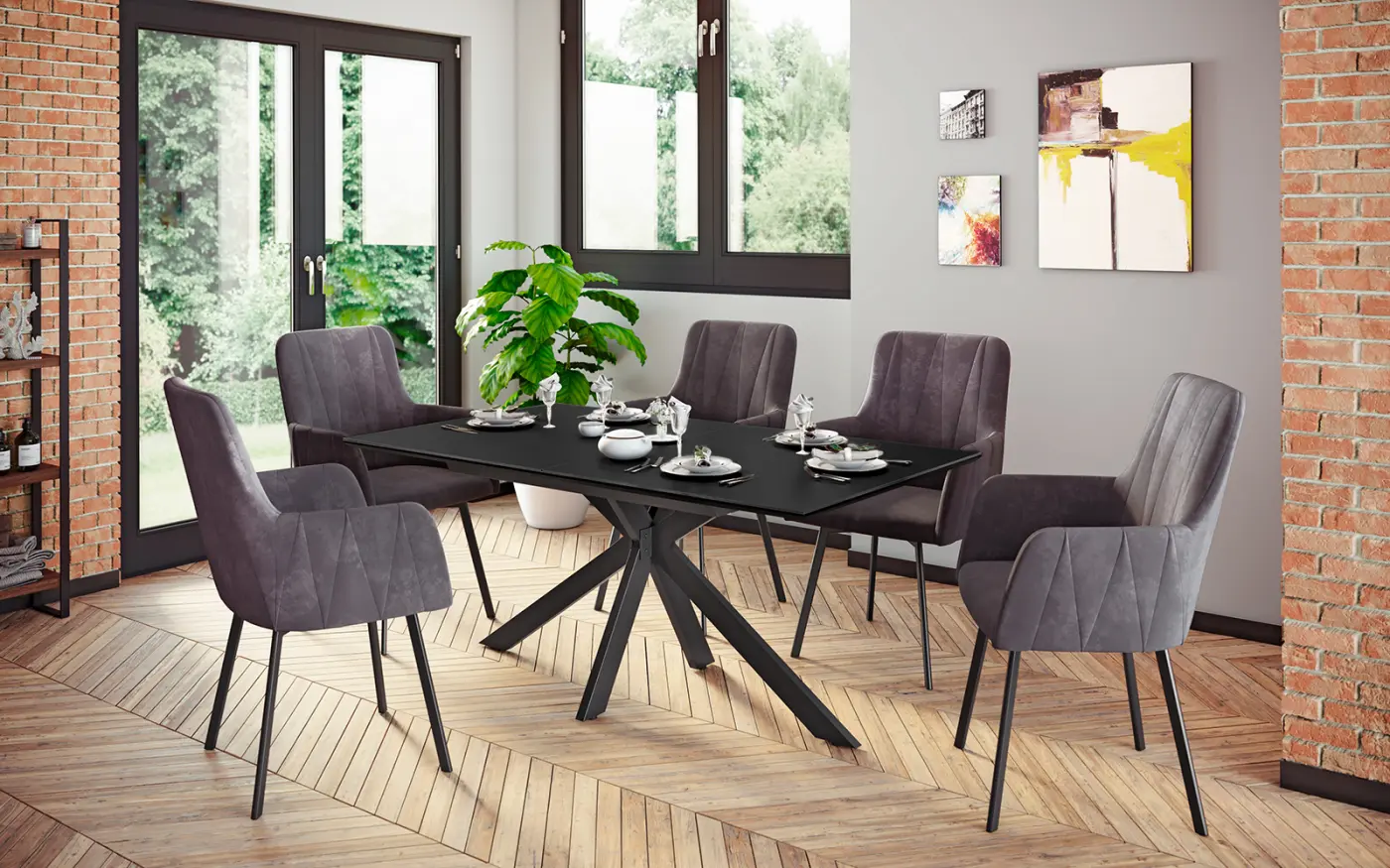 Vierfußtisch 54/83 Hochglanz Schwarz, Keramik - 920612 FENJA II T