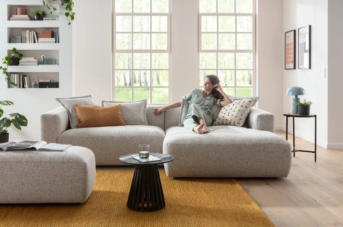 Eckkombination Stoffgr. 300, Dessin 389/15 natur beige -  AVERSA