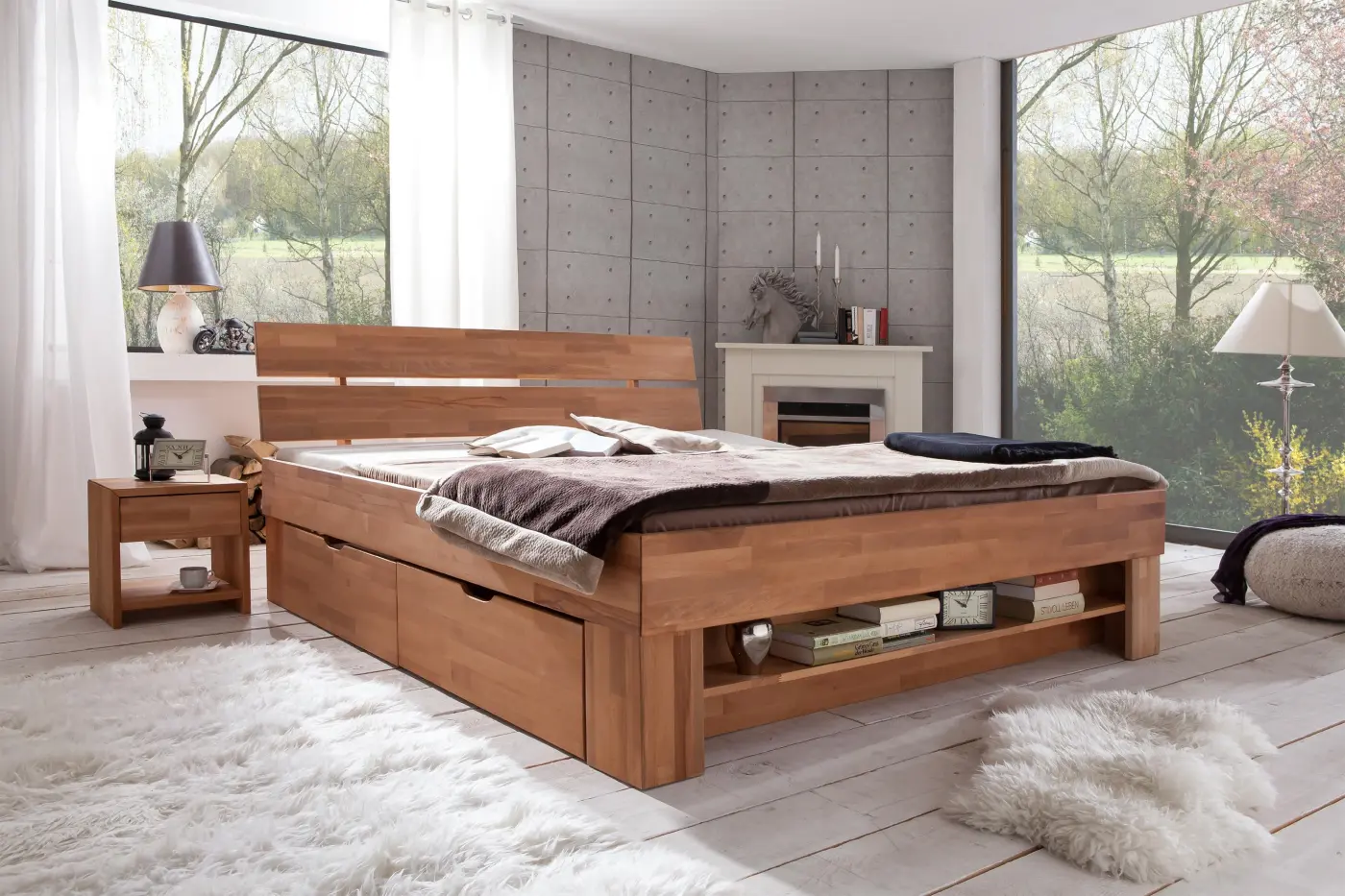 Futonbett Kernbuche massiv - SO-180 SOFIE
