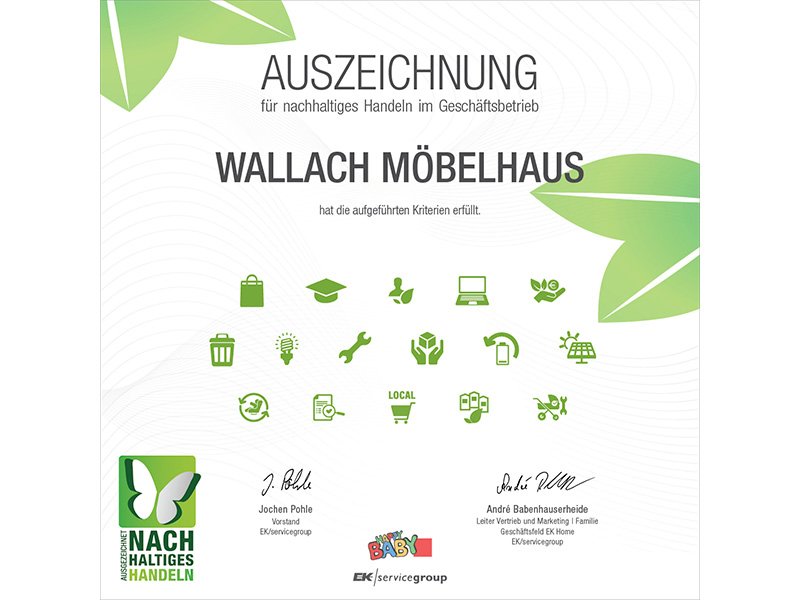 HB 22 Nachhaltigkeit Wallach Moebelhaus SocialMedia 800x600, Wallach Möbelhaus GmbH &amp; Co. KG